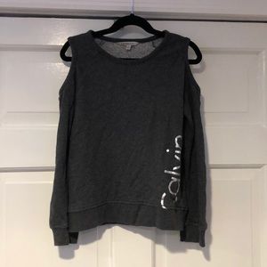 CALVIN KLEIN Charcoal Cold Shoulder Sweatshirt MED